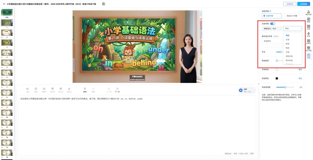 双语字幕功能